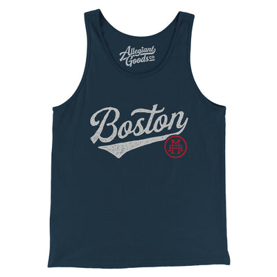 Boston Vintage Script Men/Unisex Tank Top-Navy-Allegiant Goods Co. Vintage Sports Apparel