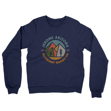 Jerome Arizona Retro Badge Midweight French Terry Crewneck Sweatshirt-Navy-Allegiant Goods Co. Vintage Sports Apparel