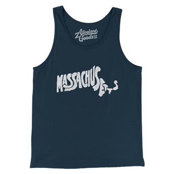 Massachusetts State Shape Text Men/Unisex Tank Top-Allegiant Goods Co. Vintage Sports Apparel