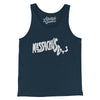 Massachusetts State Shape Text Men/Unisex Tank Top-Navy-Allegiant Goods Co. Vintage Sports Apparel