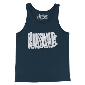 Pennsylvania State Shape Text Men/Unisex Tank Top-Navy-Allegiant Goods Co. Vintage Sports Apparel