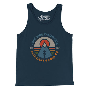 Lone Pine California Retro Badge Men/Unisex Tank Top-Navy-Allegiant Goods Co. Vintage Sports Apparel