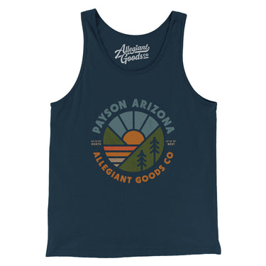 Payson Arizona Retro Badge Men/Unisex Tank Top-Navy-Allegiant Goods Co. Vintage Sports Apparel