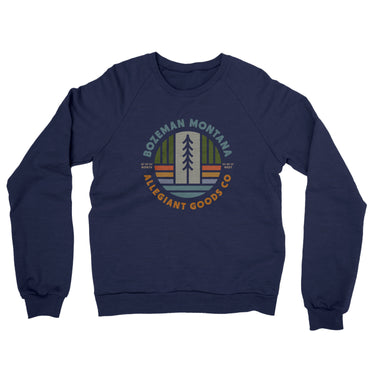 Bozeman Montana Retro Badge Midweight French Terry Crewneck Sweatshirt-Navy-Allegiant Goods Co. Vintage Sports Apparel