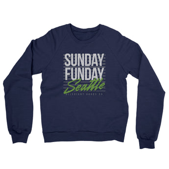Sunday Funday Seattle Midweight French Terry Crewneck Sweatshirt-Navy-Allegiant Goods Co. Vintage Sports Apparel