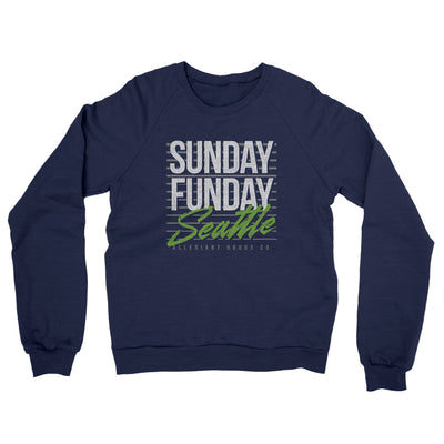 Sunday Funday Seattle Midweight French Terry Crewneck Sweatshirt-Navy-Allegiant Goods Co. Vintage Sports Apparel