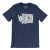 Washington State Shape Text Men/Unisex T-Shirt-Navy-Allegiant Goods Co. Vintage Sports Apparel