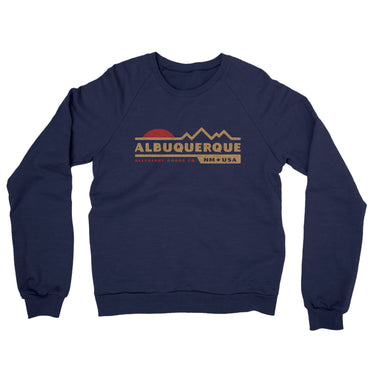 Albuquerque Mountain Sunset Midweight French Terry Crewneck Sweatshirt-Navy-Allegiant Goods Co. Vintage Sports Apparel