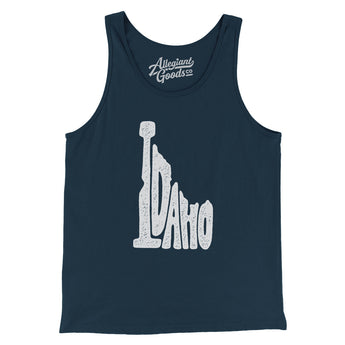Idaho State Shape Text Men/Unisex Tank Top-Navy-Allegiant Goods Co. Vintage Sports Apparel