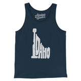 Idaho State Shape Text Men/Unisex Tank Top-Navy-Allegiant Goods Co. Vintage Sports Apparel