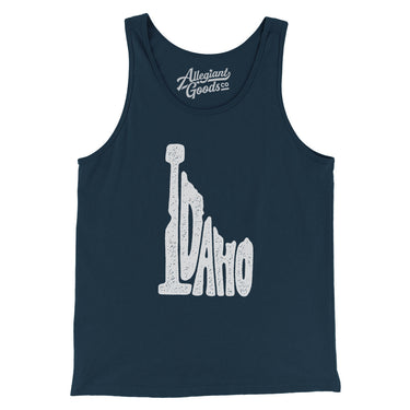 Idaho State Shape Text Men/Unisex Tank Top-Navy-Allegiant Goods Co. Vintage Sports Apparel