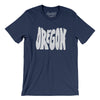 Oregon State Shape Text Men/Unisex T-Shirt-Navy-Allegiant Goods Co. Vintage Sports Apparel