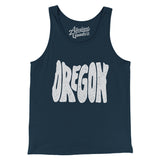 Oregon State Shape Text Men/Unisex Tank Top-Navy-Allegiant Goods Co. Vintage Sports Apparel