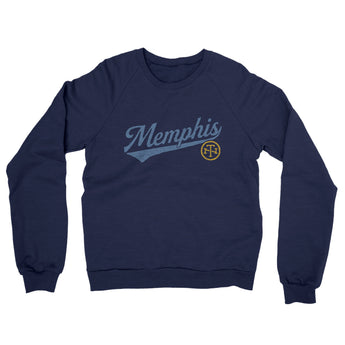 Memphis Vintage Script Midweight French Terry Crewneck Sweatshirt-Navy-Allegiant Goods Co. Vintage Sports Apparel