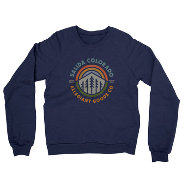 Salida Colorado Retro Badge Midweight French Terry Crewneck Sweatshirt-Navy-Allegiant Goods Co. Vintage Sports Apparel
