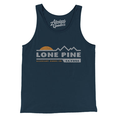 Lone Pine Mountain Sunset Men/Unisex Tank Top-Navy-Allegiant Goods Co. Vintage Sports Apparel