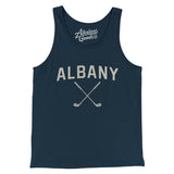 Albany Golf Men/Unisex Tank Top-Navy-Allegiant Goods Co. Vintage Sports Apparel