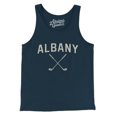 Albany Golf Men/Unisex Tank Top-Navy-Allegiant Goods Co. Vintage Sports Apparel