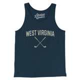 West Virginia Golf Men/Unisex Tank Top-Navy-Allegiant Goods Co. Vintage Sports Apparel