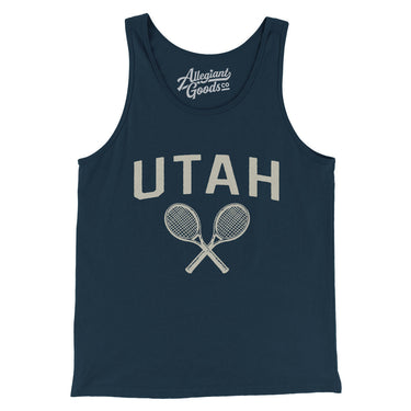 Utah Tennis Men/Unisex Tank Top-Navy-Allegiant Goods Co. Vintage Sports Apparel