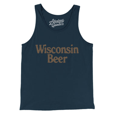 Wisconsin Beer Men/Unisex Tank Top-Navy-Allegiant Goods Co. Vintage Sports Apparel