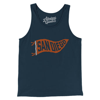 San Diego Pennant Men/Unisex Tank Top-Navy-Allegiant Goods Co. Vintage Sports Apparel