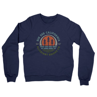 Big Sur California Retro Badge Midweight French Terry Crewneck Sweatshirt-Navy-Allegiant Goods Co. Vintage Sports Apparel