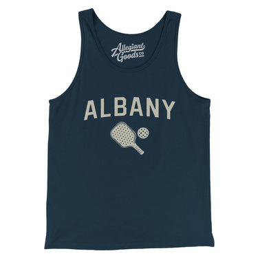 Albany Pickleball Men/Unisex Tank Top-Navy-Allegiant Goods Co. Vintage Sports Apparel