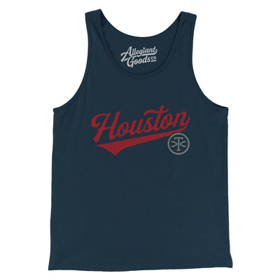 Houston Vintage Script Men/Unisex Tank Top-Navy-Allegiant Goods Co. Vintage Sports Apparel