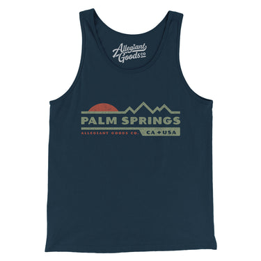 Palm Springs Mountain Sunset Men/Unisex Tank Top-Navy-Allegiant Goods Co. Vintage Sports Apparel