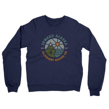 Seward Alaska Retro Badge Midweight French Terry Crewneck Sweatshirt-Allegiant Goods Co. Vintage Sports Apparel
