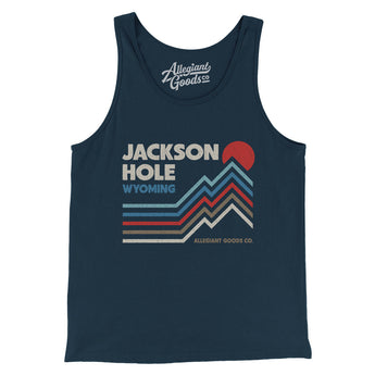 Jackson Hole Wyoming Men/Unisex Tank Top-Navy-Allegiant Goods Co. Vintage Sports Apparel