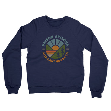 Payson Arizona Retro Badge Midweight French Terry Crewneck Sweatshirt-Navy-Allegiant Goods Co. Vintage Sports Apparel