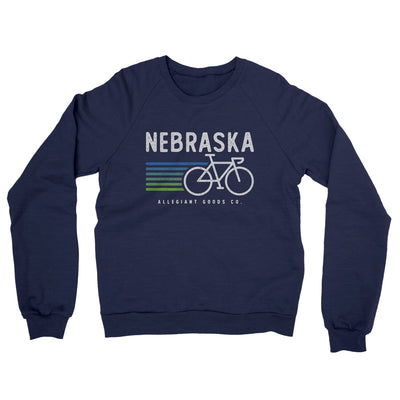 Nebraska Cycling Midweight French Terry Crewneck Sweatshirt-Navy-Allegiant Goods Co. Vintage Sports Apparel