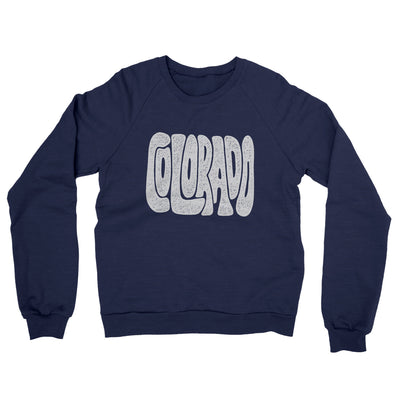 Colorado State Shape Text Midweight French Terry Crewneck Sweatshirt-Navy-Allegiant Goods Co. Vintage Sports Apparel