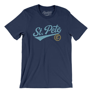 St Pete Vintage Script Men/Unisex T-Shirt-Navy-Allegiant Goods Co. Vintage Sports Apparel