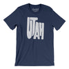 Utah State Shape Text Men/Unisex T-Shirt-Navy-Allegiant Goods Co. Vintage Sports Apparel