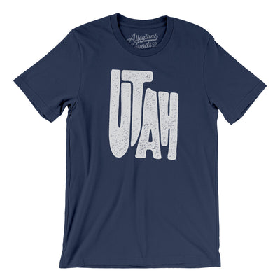 Utah State Shape Text Men/Unisex T-Shirt-Navy-Allegiant Goods Co. Vintage Sports Apparel