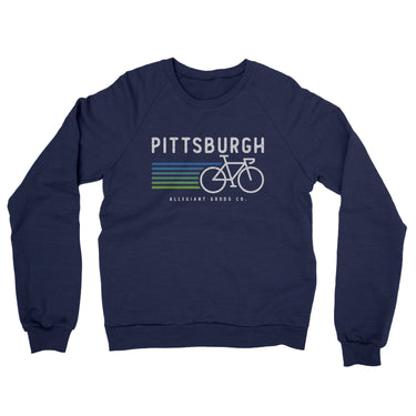 Pittsburgh Cycling Midweight French Terry Crewneck Sweatshirt-Navy-Allegiant Goods Co. Vintage Sports Apparel