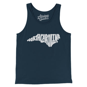 North Carolina State Shape Text Men/Unisex Tank Top-Allegiant Goods Co. Vintage Sports Apparel