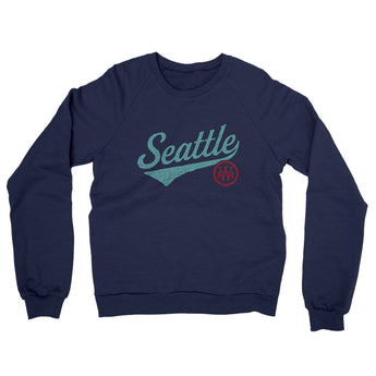 Seattle Vintage Script Midweight French Terry Crewneck Sweatshirt-Allegiant Goods Co. Vintage Sports Apparel
