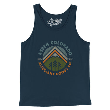 Aspen Colorado Retro Badge Men/Unisex Tank Top-Navy-Allegiant Goods Co. Vintage Sports Apparel
