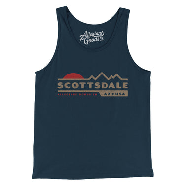 Scottsdale Mountain Sunset Men/Unisex Tank Top-Navy-Allegiant Goods Co. Vintage Sports Apparel