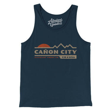 Cañon City Mountain Sunset Men/Unisex Tank Top-Navy-Allegiant Goods Co. Vintage Sports Apparel