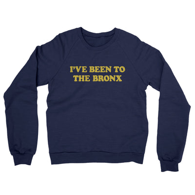 I've Been To The Bronx Midweight French Terry Crewneck Sweatshirt-Navy-Allegiant Goods Co. Vintage Sports Apparel