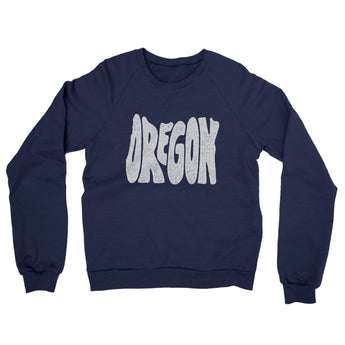 Oregon State Shape Text Midweight French Terry Crewneck Sweatshirt-Navy-Allegiant Goods Co. Vintage Sports Apparel