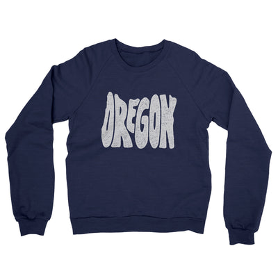 Oregon State Shape Text Midweight French Terry Crewneck Sweatshirt-Navy-Allegiant Goods Co. Vintage Sports Apparel