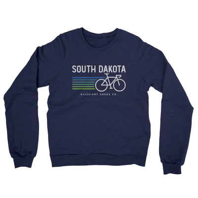 South Dakota Cycling Midweight French Terry Crewneck Sweatshirt-Navy-Allegiant Goods Co. Vintage Sports Apparel