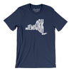 New York State Shape Text Men/Unisex T-Shirt-Navy-Allegiant Goods Co. Vintage Sports Apparel