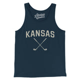 Kansas Golf Men/Unisex Tank Top-Navy-Allegiant Goods Co. Vintage Sports Apparel